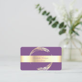 Elegant modern Circle Violet, goud Visitekaartje (Staand voorkant)