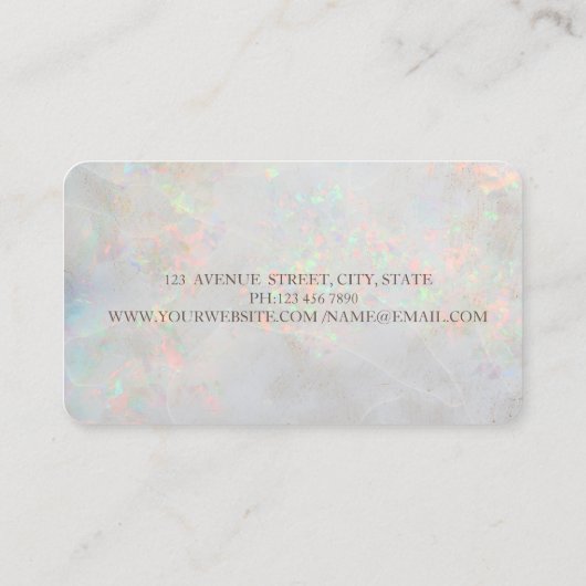 Elegant modern cirkelvormig violet, goud, wit opti visitekaartje (Achterkant)