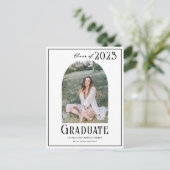 Elegant Modern Class of 2023 Photo Afstuderen Briefkaart (Staand voorkant)