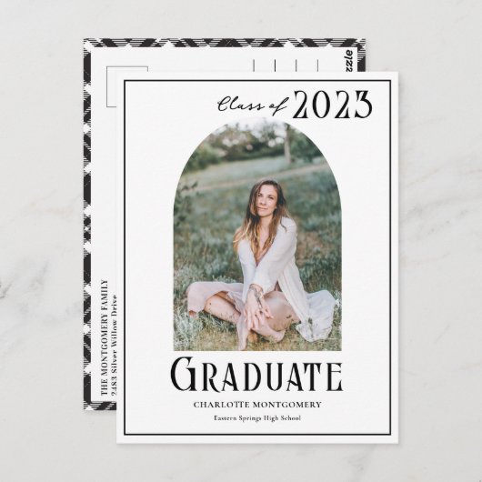 Elegant Modern Class of 2023 Photo Afstuderen Briefkaart (Voorkant / Achterkant)