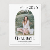 Elegant Modern Class of 2023 Photo Afstuderen Briefkaart (Voorkant)