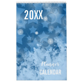 Elegant modern Classic Blue Stars patroonbord Kalender