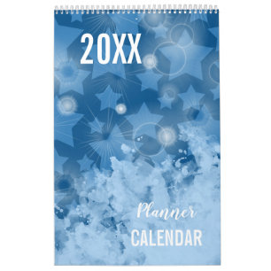 Elegant modern Classic Blue Stars patroonbord Kalender