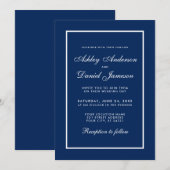Elegant modern Classic Blue Wedding Kaart (Voorkant / Achterkant)