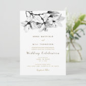 Elegant modern Classic Floral Gold Wedding Kaart (Staand voorkant)