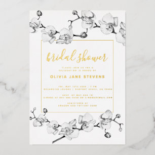 Elegant modern Classic Gold Orchids Vrijgezellenfe Folie Uitnodiging