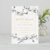 Elegant modern Classic Gold Orchids Vrijgezellenfe Folie Uitnodiging (Staand Voorkant)