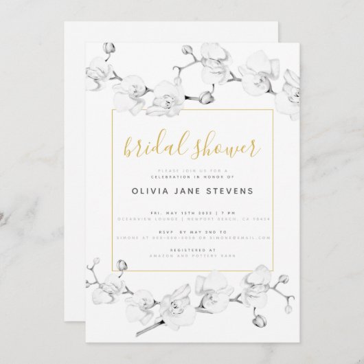 Elegant modern Classic Ivory Orchids Vrijgezellenf Kaart (Voorkant / Achterkant)