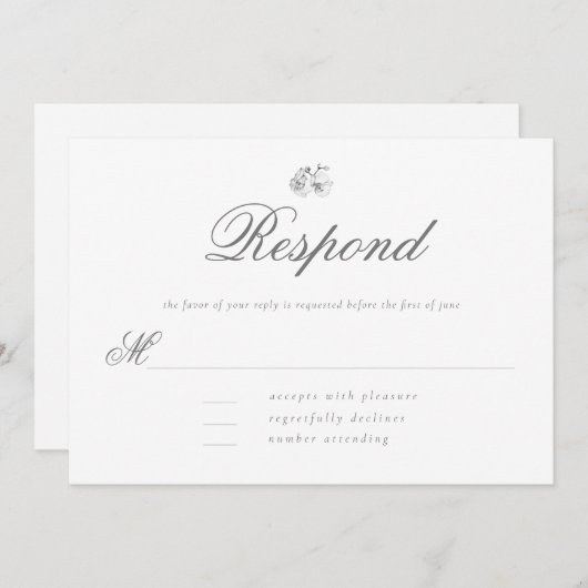 Elegant modern Classic minimal B W Wedding RSVP (Voorkant / Achterkant)