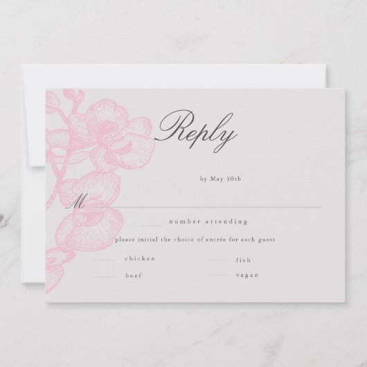 Elegant modern Classic Orchid Wedding Meal RSVP (Voorkant)