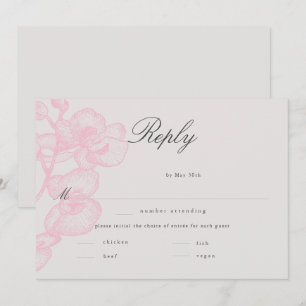 Elegant modern Classic Orchid Wedding Meal RSVP