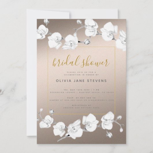 Elegant modern Classic Orchids Beige Vrijgezellenf Kaart (Voorkant)