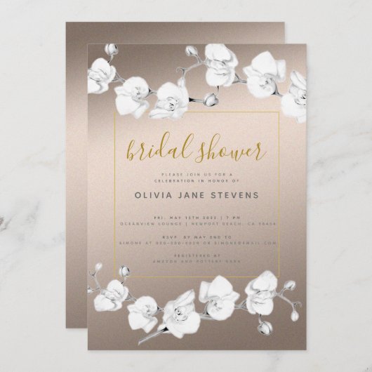 Elegant modern Classic Orchids Beige Vrijgezellenf Kaart (Voorkant / Achterkant)