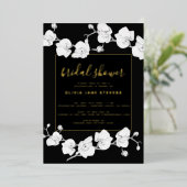 Elegant modern Classic Orchids Black Vrijgezellenf Folie Uitnodiging (Staand Voorkant)