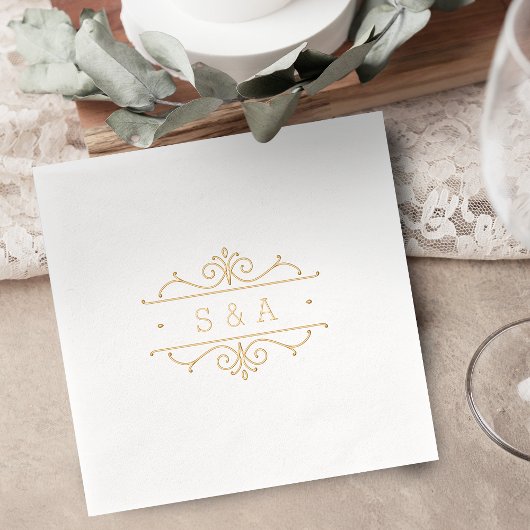 Elegant modern classic vintage wedding monogram  folie servetten