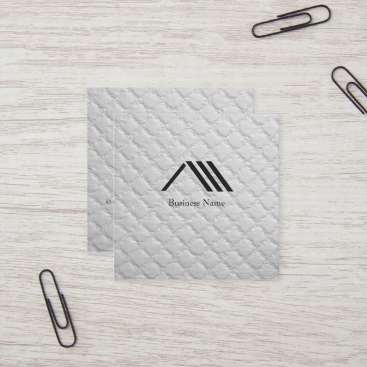 Elegant Modern Classy Logo Ivory White Vierkante Visitekaartje (Voorkant / Achterkant in situ)