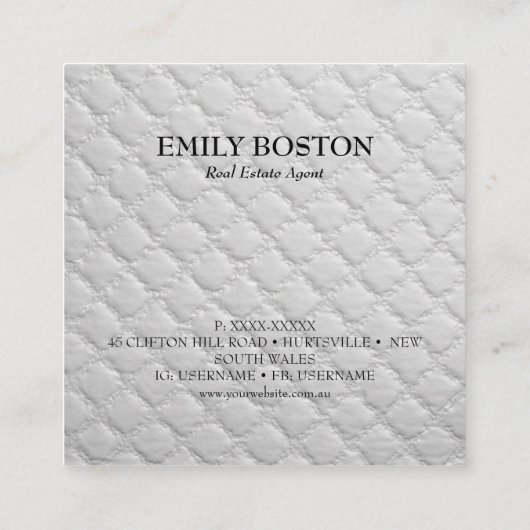 Elegant Modern Classy Logo Ivory White Vierkante Visitekaartje (Achterkant)