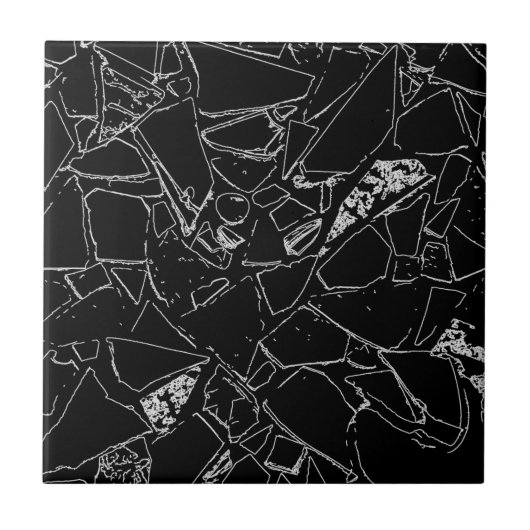 Elegant modern Classy Terrazzo Black White Pattern Tegeltje (Voorkant)