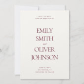 Elegant Modern Clean Burgundy Red Wedding Save The Date (Voorkant)