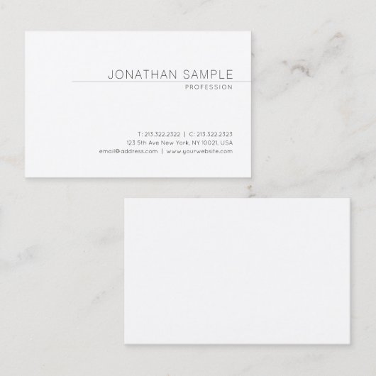 Elegant Modern Clean Design Trendy Plain Luxury Visitekaartje (Voorkant / Achterkant)