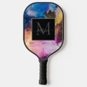 Elegant Modern Colorful Marbled Monogram Name  Pickleball Paddle (Achterkant)
