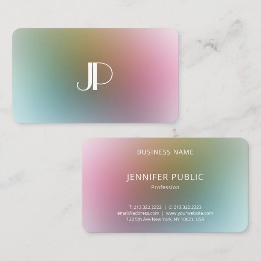 Elegant Modern Colorful Monogram Luxury Sjabloon Visitekaartje (Voorkant / Achterkant)