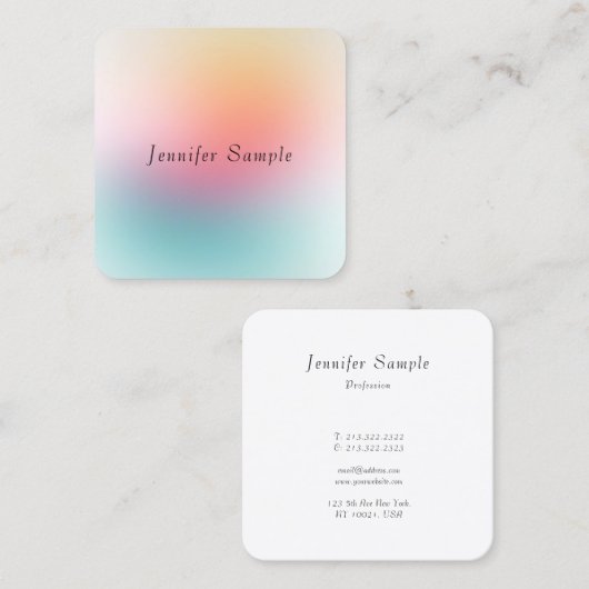 Elegant Modern Colorful Persoonlijke Sjabloon Vierkante Visitekaartje (Voorkant / Achterkant)