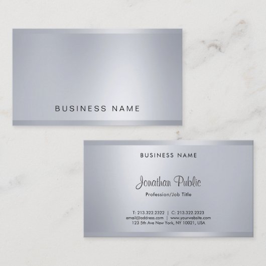 Elegant Modern Company Firm Glamor Silver Plain Visitekaartje (Voorkant / Achterkant)