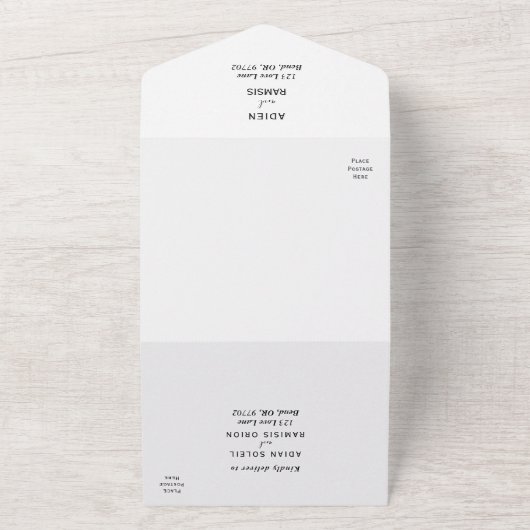 Elegant Modern Complete RSVP Wedding All In One Uitnodiging (Buitenkant)