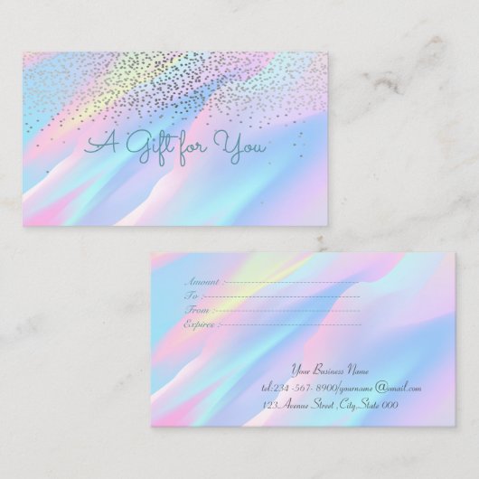 Elegant modern Confetti Abstract holografisch Kortingskaartje (Voorkant / Achterkant)