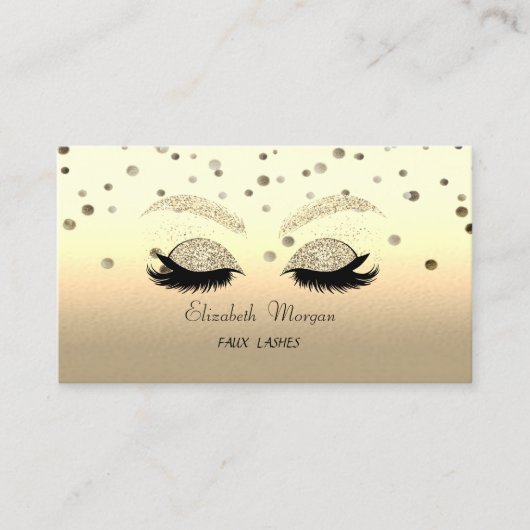 Elegant Modern, Confetti, Glittery Faux Lashes Visitekaartje (Voorkant)