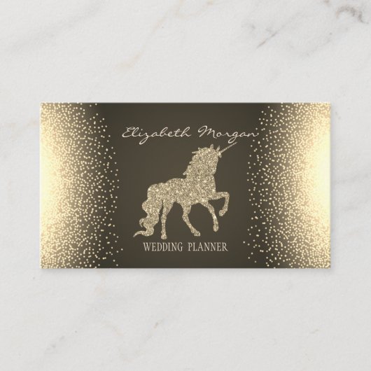 Elegant modern Confetti Gold Glitter Unicorn Visitekaartje (Voorkant)