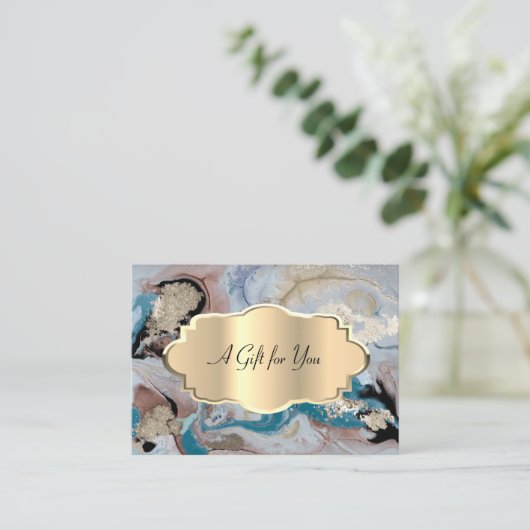 Elegant Modern Confetti, Gold Lijst, marmer, steen Kortingskaartje (Staand voorkant)