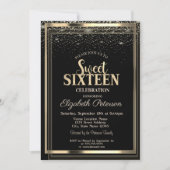 Elegant modern Confetti Gold Lijst Sweet 16 Kaart (Voorkant)