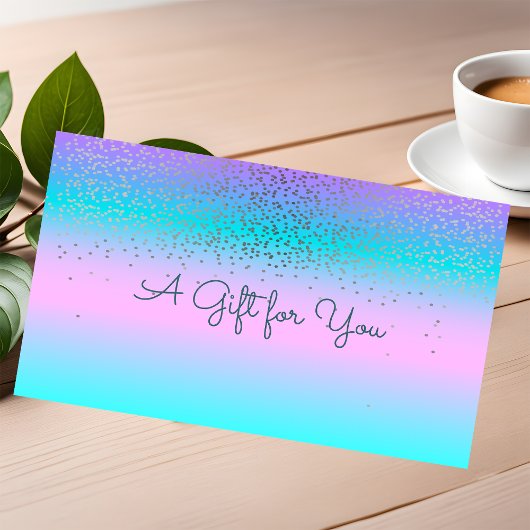 Elegant Modern Confetti Holographic Ombre Kortingskaartje