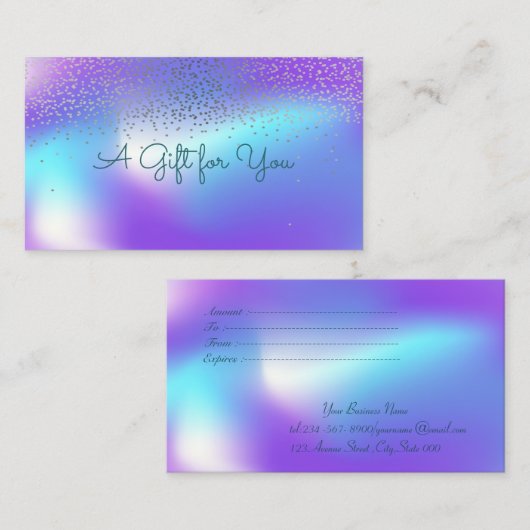 Elegant Modern Confetti Ombre Holographic Kortingskaartje (Voorkant / Achterkant)
