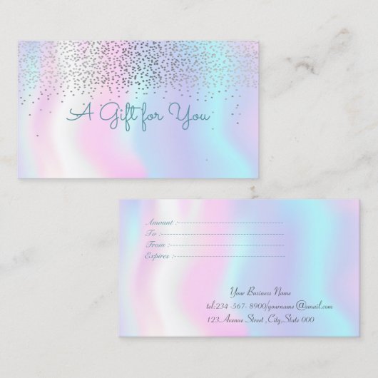 Elegant modern Confetti Shiny Holographic Kortingskaartje (Voorkant / Achterkant)