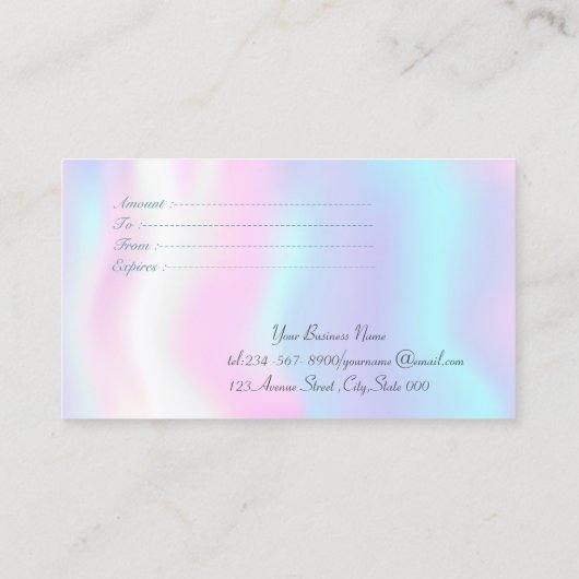 Elegant modern Confetti Shiny Holographic Kortingskaartje (Achterkant)