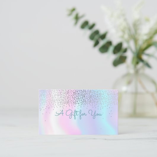 Elegant modern Confetti Shiny Holographic Kortingskaartje (Staand voorkant)