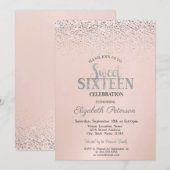 Elegant Modern Confetti Sweet 16 Kaart (Voorkant / Achterkant)