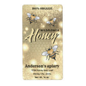 Elegant modern continu heldere sparkle bijen honin etiket (Voorkant)