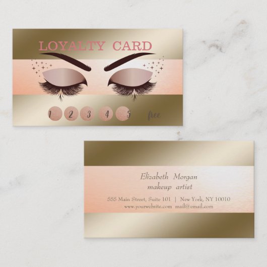 Elegant Modern Cool Faux Lashes Loyalty Kaart (Voorkant / Achterkant)
