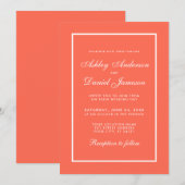 Elegant Modern Coral and White Wedding Invitation Kaart (Voorkant / Achterkant)