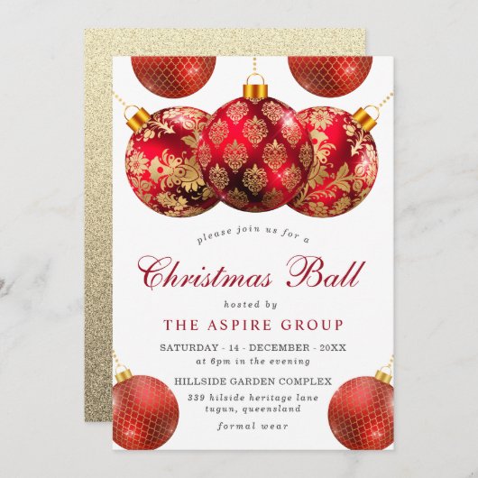 Elegant Modern Corporate Kerstbal of party Kaart (Voorkant / Achterkant)