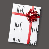 Elegant Modern Couples Initialen | Wit & Zwart Cadeaupapier