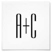 Elegant Modern Couples Initialen | Wit & Zwart Foto Afdruk (Voorkant)