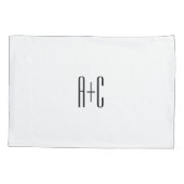 Elegant Modern Couples Initialen | Wit & Zwart Kussensloop (Achterkant)