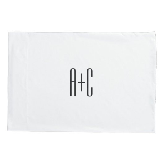 Elegant Modern Couples Initialen | Wit & Zwart Kussensloop (Achterkant)