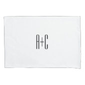Elegant Modern Couples Initialen | Wit & Zwart Kussensloop (Voorkant)