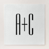 Elegant Modern Couples Initialen | Wit & Zwart Legpuzzel (Verticaal)